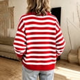 thumbnail image 6 of Fengqque Lady's Winter Long-sleeved Button-down Knitted Cardigan With Striped Sweater Coat, 6 of 7