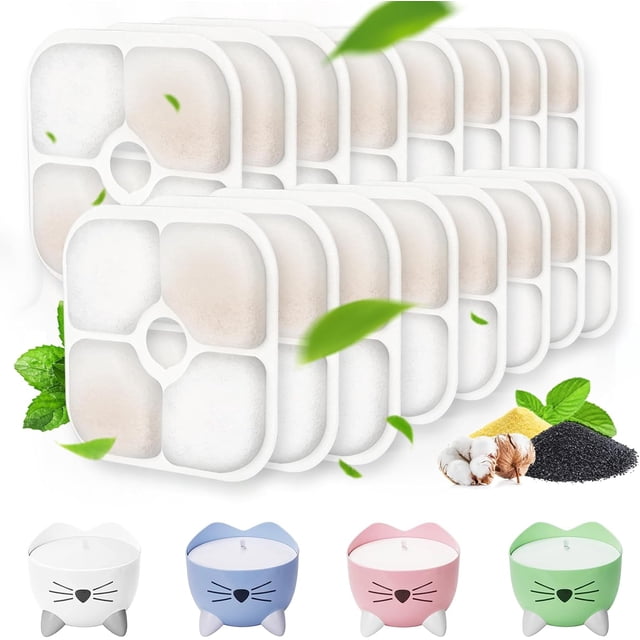 HAHDAXIA Cat Water Fountain Filter,Cat Fountain Filter Replacement Filters for PIXI Pet Water Fountain,16 Pack Pet Fountain Filter Replacement