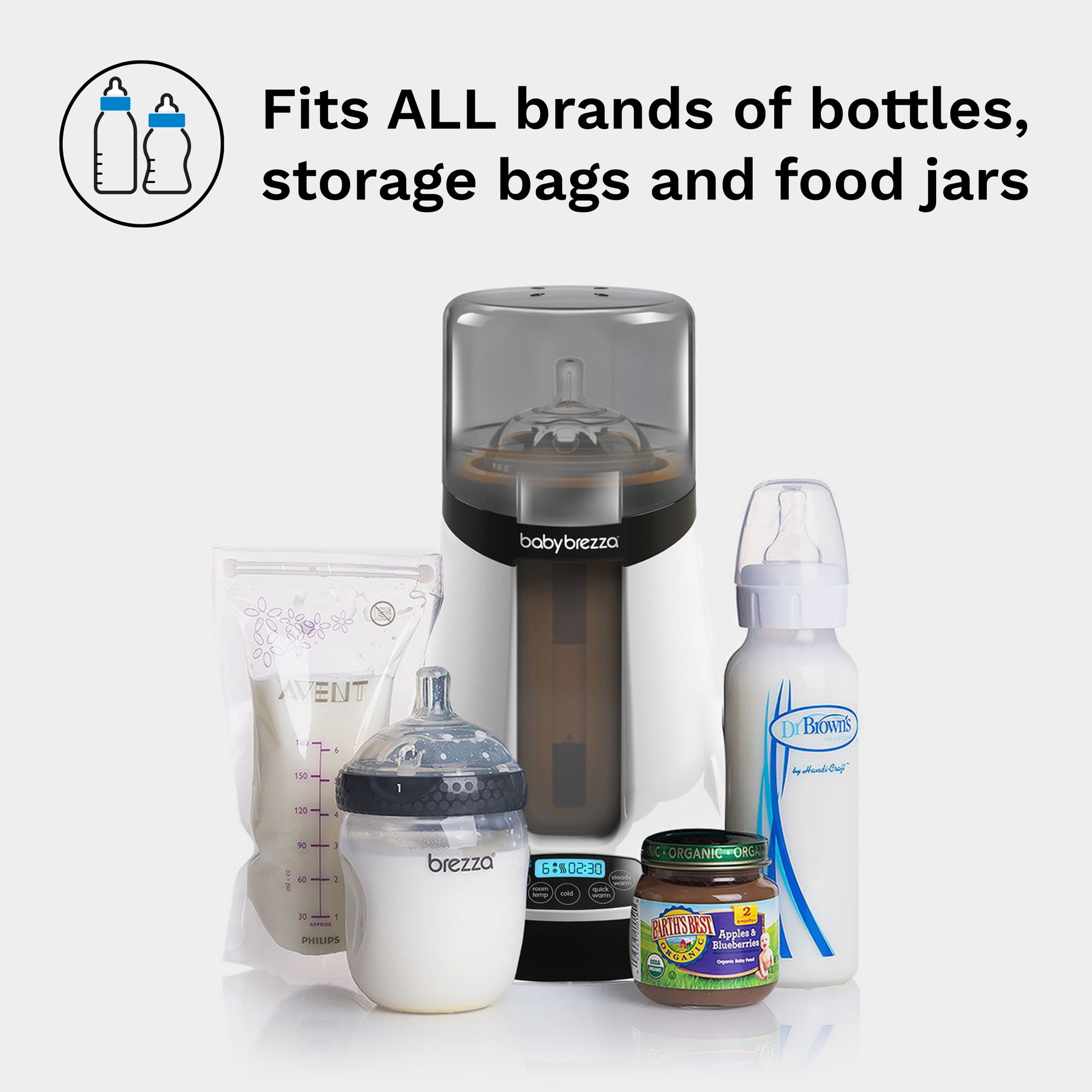 Open Box Baby Brezza Smart Baby Bottle Warmer, Breastmilk Warmer + Defroster – Free App - Different Temperatures for Breastmilk + Formula - Universal Fit for All Bottles + Milk Bags - Calentador de Biberones