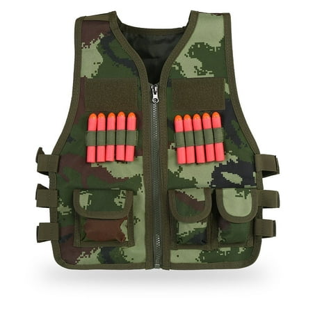 Yosoo Kids Army Combat Vest, CS Training Protective Vest with 10PCS Bullets Children Outdoor Sport Nylon Combat Vest