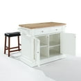 thumbnail image 2 of HomeStock Baroque Brilliance Kitchen Island with Butcher Block Top and 24" Upholstered Saddle Stools, White - Kitchen Island, 2 Counter Height Bar Stools, 23 x 48.25 x 36 inches, 2 of 8