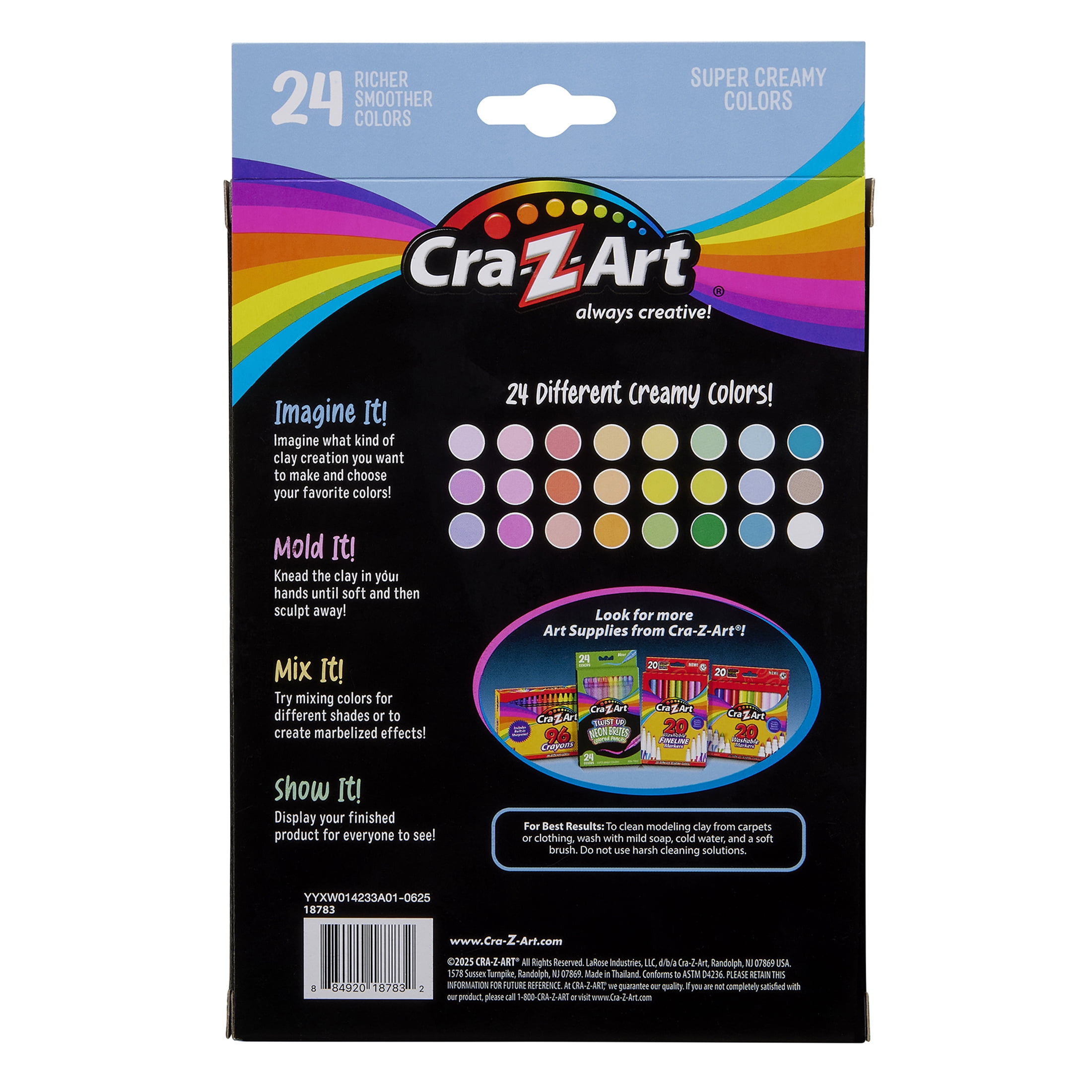 Cra-Z-Art Modeling Clay Creamy Pastel Colors, 24 Colors
