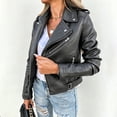 thumbnail image 6 of Aimik Women's Faux Leather Moto Jacket Classic Asymmetrical Zip-Up Biker Coat with Belted Waist and Pockets Slim Fit Fall Outerwear, 6 of 6