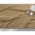 thumbnail image 3 of Soimoi Brown Velvet Fabric Leaves & Periwinkle Floral Printed Craft Fabric by the Yard 58 Inch Wide, 3 of 3