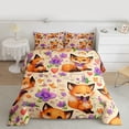 thumbnail image 2 of Homewish Cute Wild Fox Queen Comforter Set,Rustic Flower Floral Bedding Sets,Purple Orange Beige Bedding Comforter Set For Girls Kids,Breathable Home Decor Reversible,3pcs, 2 of 8