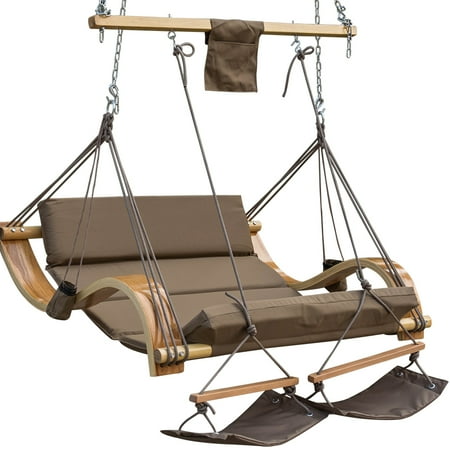 chair hammock hanging double swing deluxe wood outdoor footrest oversized holder cup hammocks rope arc lounger lounge capacity hardware lazy