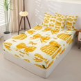 thumbnail image 2 of Manfei Cozy Fall Pumpkin Print Zipper Full Size Comforter Sets with Fitted Sheet and 2 Pillowcases for Home, Yellow Gingham Bow Zipper Bedding Set, Halloween Reversible, 4 Pieces, 2 of 6
