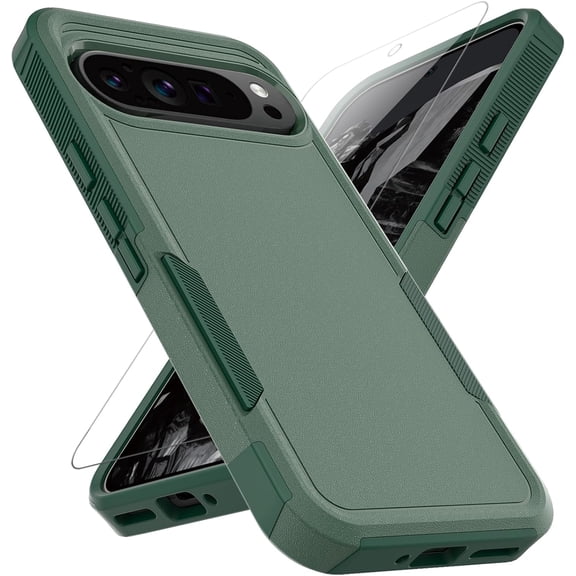 HCTian for Google Pixel 9 Pro XL Case: Dual Layer Protective Heavy Duty Cell Phone Cover Shockproof Rugged with Screen Protector - Military Protection Bumper Tough - Google Pixel 9 Pro XL 2024