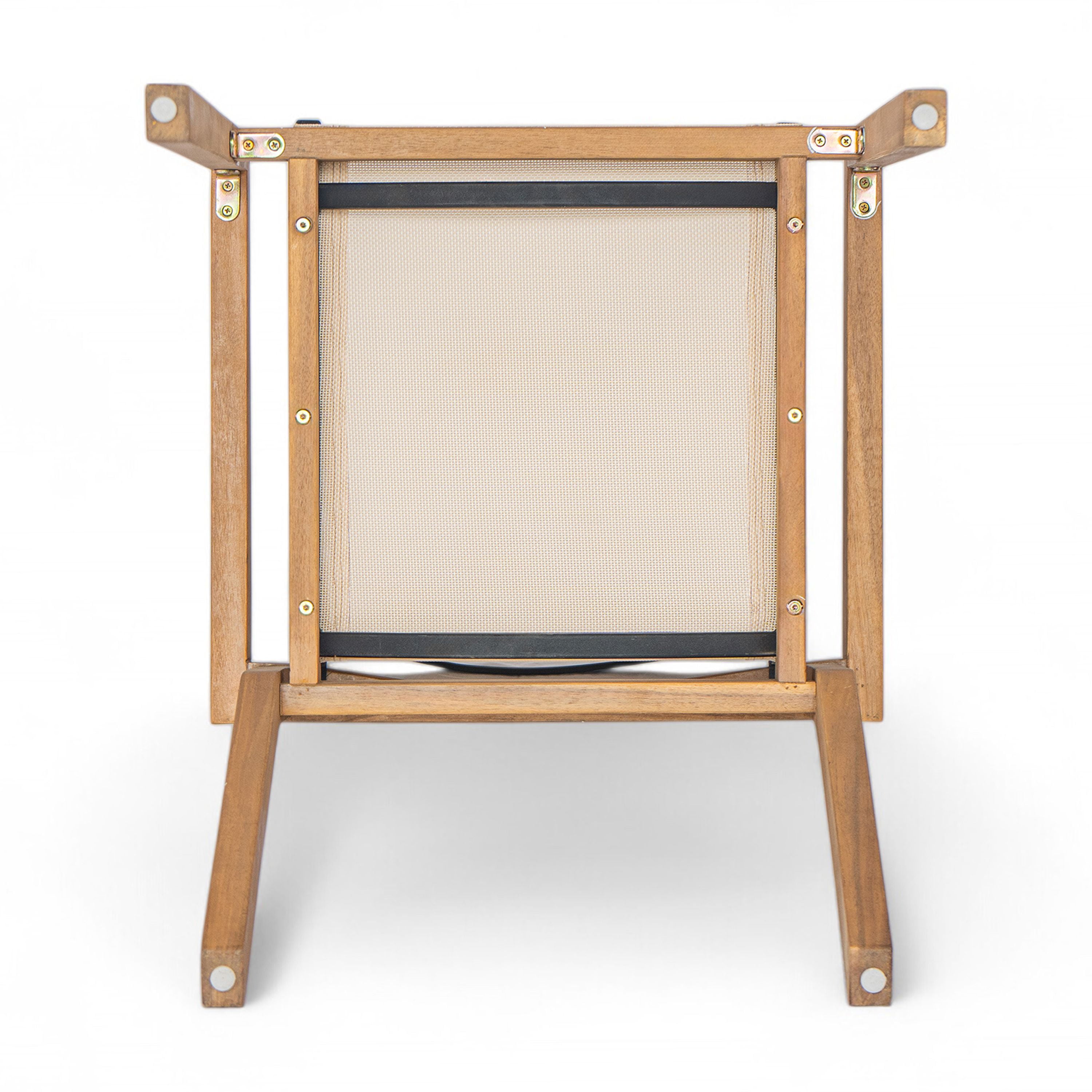 Outdoor Dining Chairs, Patio Chairs Set of 2, Acacia Wood Teak Finish Frame and Beige Textile Mesh Seat, Armchair Set for Poolside, Deck, or Garden Dining in Teak+Beige