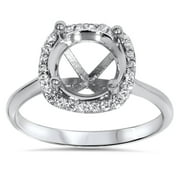 Pompeii Cushion Halo Diamond Engagement Ring Setting 14K White Gold (H/I,SI2-I1)
