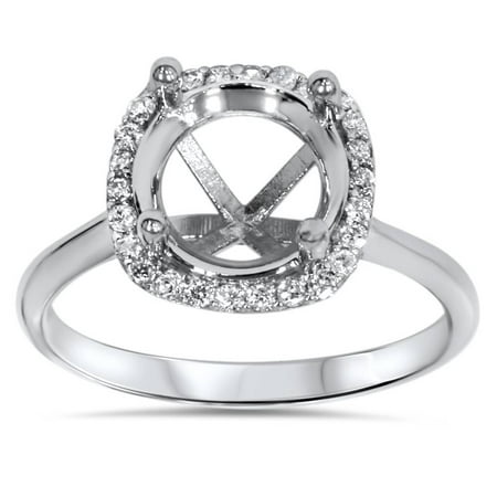 Pompeii Cushion Halo Diamond Engagement Ring Setting 14K White Gold (H/I,SI2-I1)