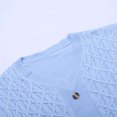 thumbnail image 4 of Suéter de Punto Gibobby con Estampado navideño Suéter casual de manga larga con Cuello redondo y botones de Color sólido para Mujer para Otoño e invierno azul L, 4 of 5