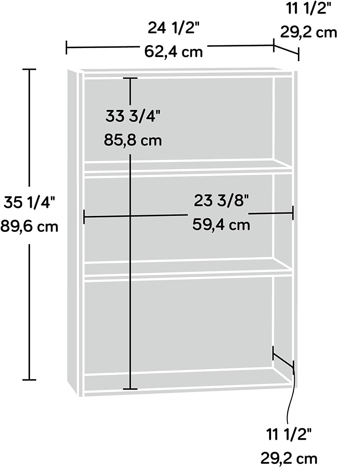 Sauder Beginnings 3-Shelf Bookcase, Cinnamon Cherry Finish