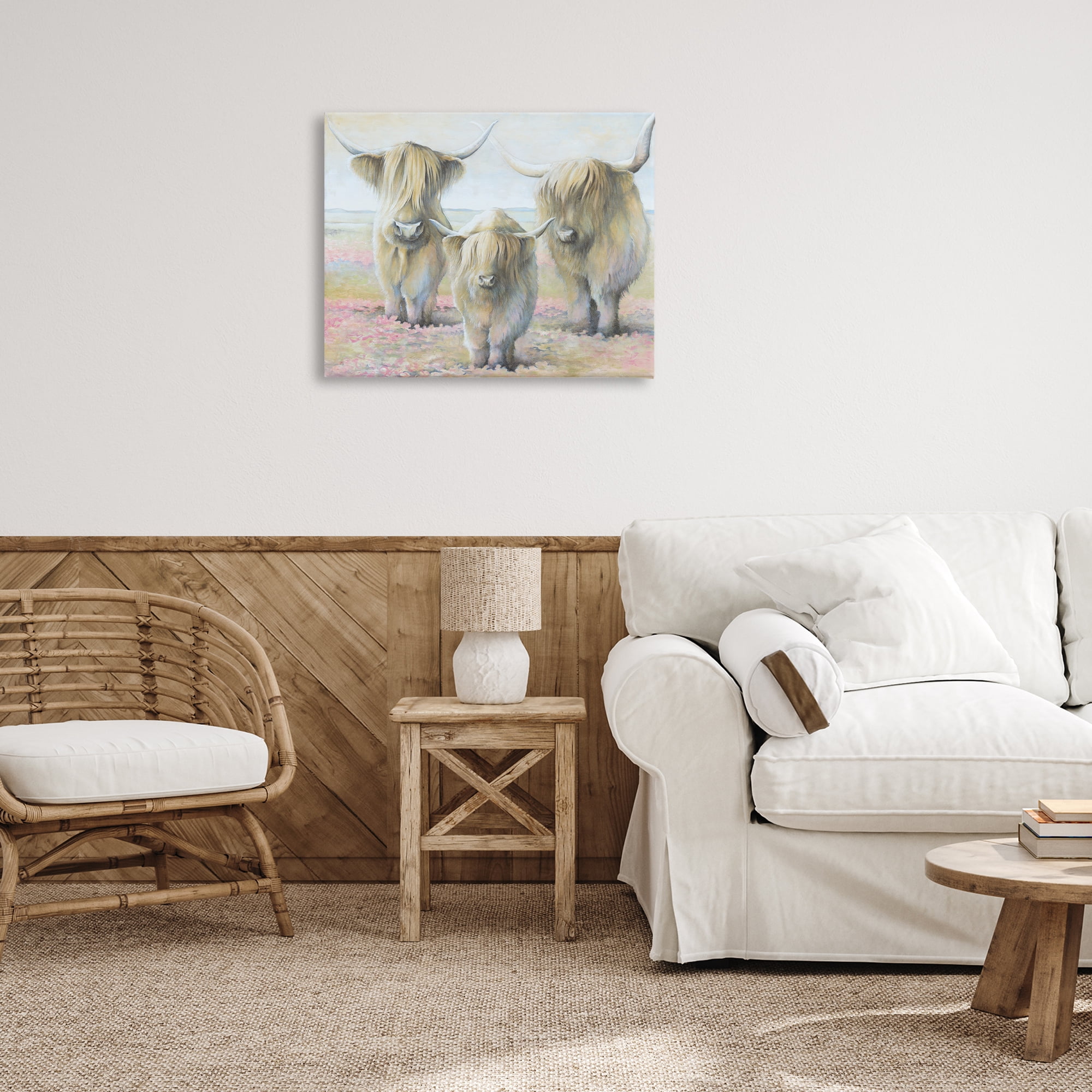 Stupell Industries Gentle Cattle Trio Animals & Insects Painting Gallery Wrapped Canvas Art Print Wall Art, 30 x 24