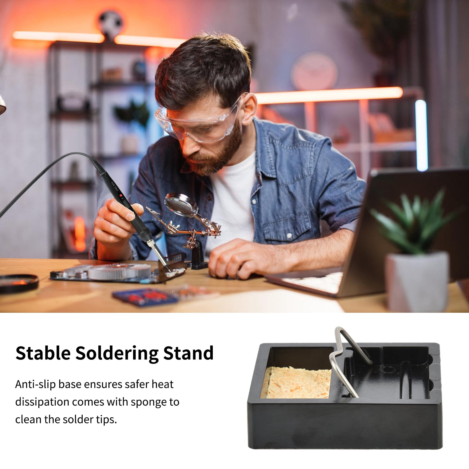 18 Pcs Soldering Iron Kit, 80W Adjustable Temperature Digital Display Repair Soldering Tool, Electronic Circuit Board Precision Welding Small Tool Kit, Black