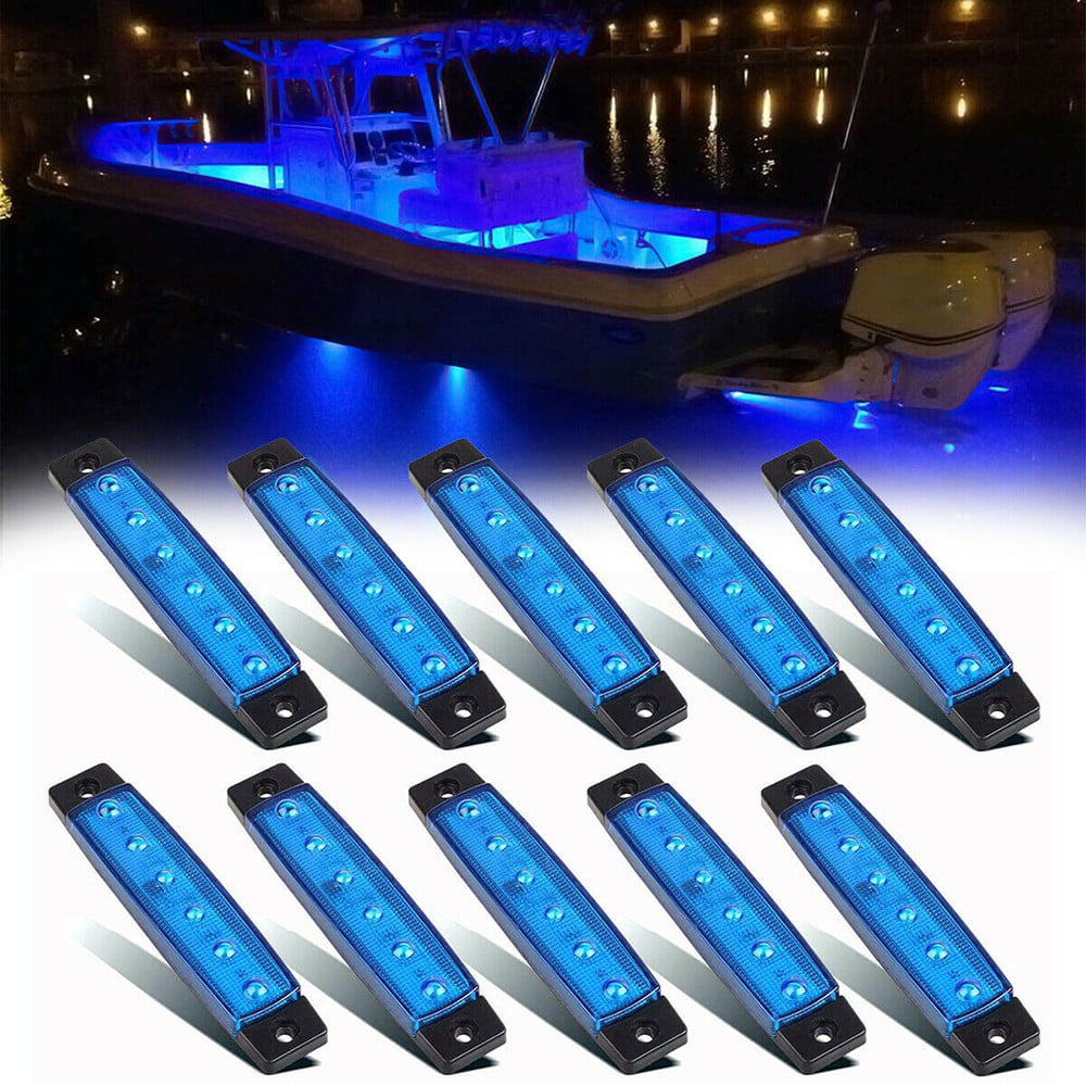 8X Blue Marine Boat LED Stern Transom Light Deck Stair Courtesy Lights USA 
