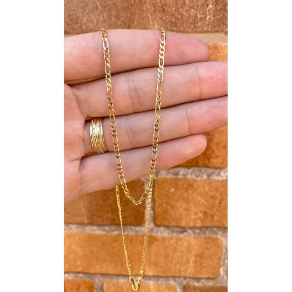 14K Gold Filled Figaro Link Chain Necklace For Men Gifts 24" Fashion Design