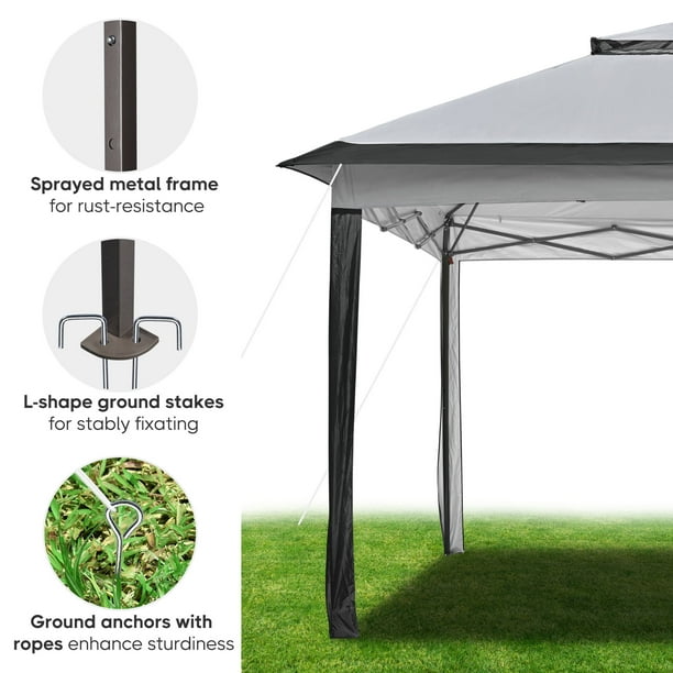 LAGarden All-in-1 11x11 Ft Pop-Up Gazebo Tent with Mesh Sidewall