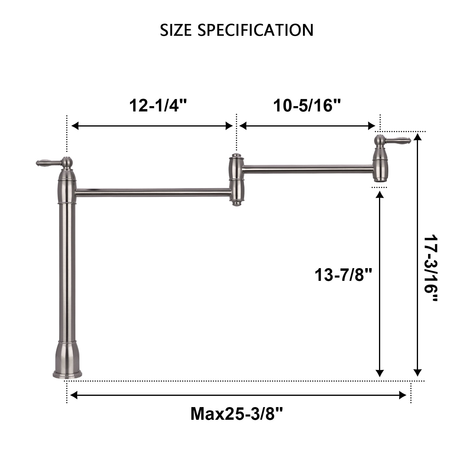 Brushed Nickel Pot Filler Kitchen Faucet Deck-Mounted