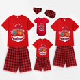 thumbnail image 1 of Pijamas familiares a juego de Navidad, conjuntos de Pijamas cortos de Papá Noel, negro y rojo, gafas de sol, en julio, 1 of 3
