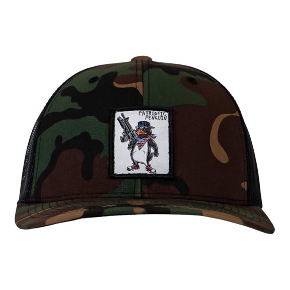 Patriotic Penguin Patch Snapback Hat Bdu Camo / Black