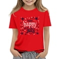 thumbnail image 3 of oelaio Girls Boys 4th of July Shirt 250th Anniversary American Flag T-Shirts USA Star Stripes Graphic Tees Independence Day Outfit for Kids Red 5-6 Years, 3 of 6