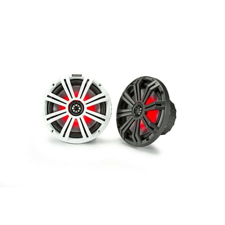 Kicker Marine Stereo Kicker KM8 8-Inch (200mm) Marine Coaxial Speakers with 1-Inch (25mm) Tweeters, LED, 4-Ohm,Charcoal and White Grilles ()