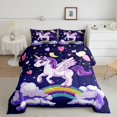 thumbnail image 1 of Erosebridal Cute Uniocrn Bedding ToddlerComforter Set, Cartoon Animal Down Comforter, Kids Girls, Reversible 2 Pieces, 1 of 8