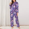 thumbnail image 2 of Honeii Skull colorful mushroom print Women's Pajama Sets Long Sleeve Button Down Sleepwear Nightwear Soft Pjs Lounge Sets-Medium, 2 of 7