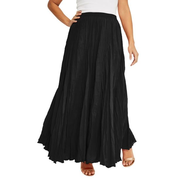 Jessica London Women's Plus Size Flowing Crinkled Skirt Elastic 100% Cotton - Walmart.com