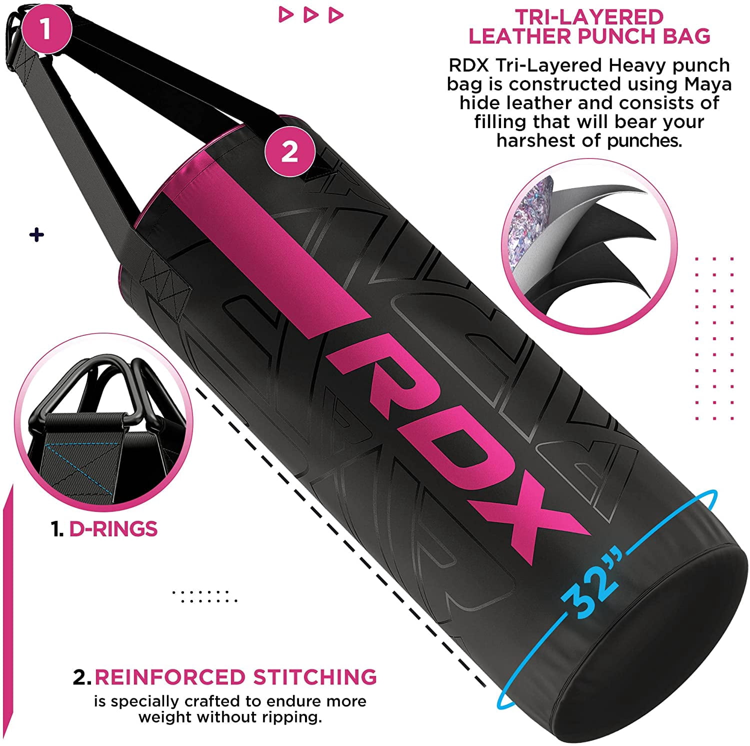 RDX Kids Punching Bag with Boxing Gloves - 2ft Heavy Filled Leather Bag for Boxing, Kickboxing, MMA, Muay Thai & Karate Training