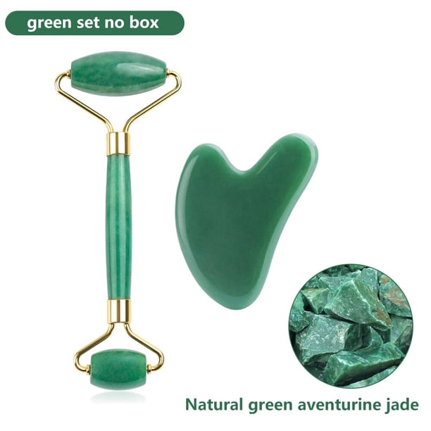 Rodillo de Jade de cuarzo rosa Natural Gua Sha, masajeador de cuerpo Facial, rodillo de masaje de piedra de Jade, herramientas de masaje de belleza para Lifting Facial Tan Jianjun unisex