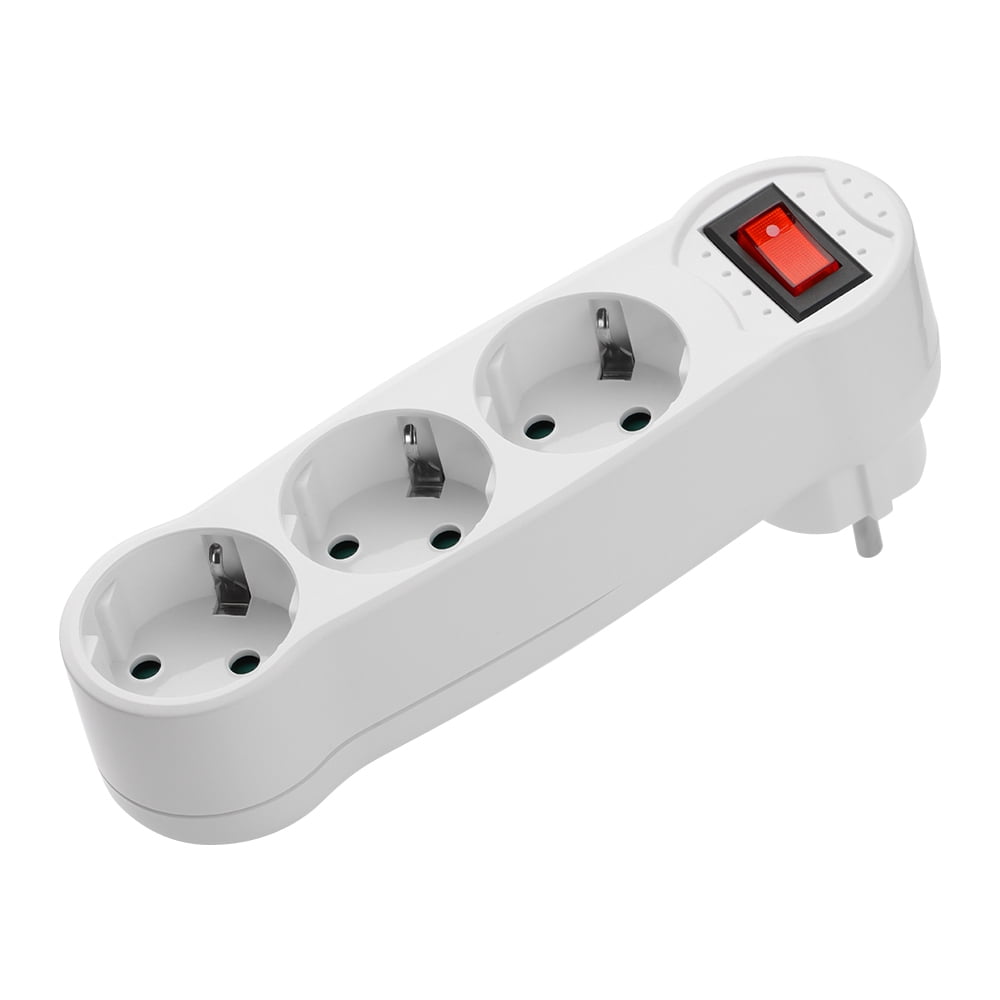 16A 250V Home Wall Extended Socket Converter with Switch 1 to 3 Way