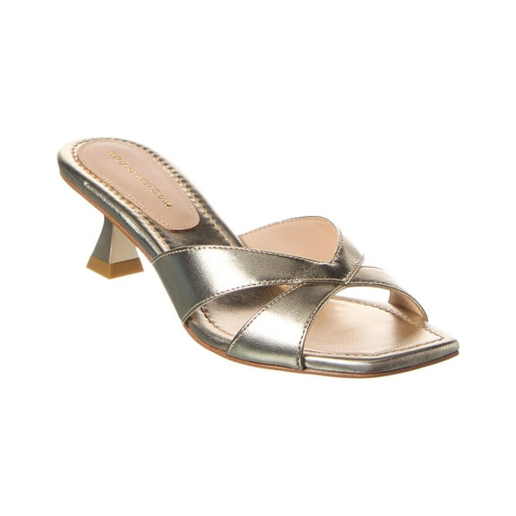 Stuart Weitzman Miami 50 Leather Sandal, 9.5, Gold