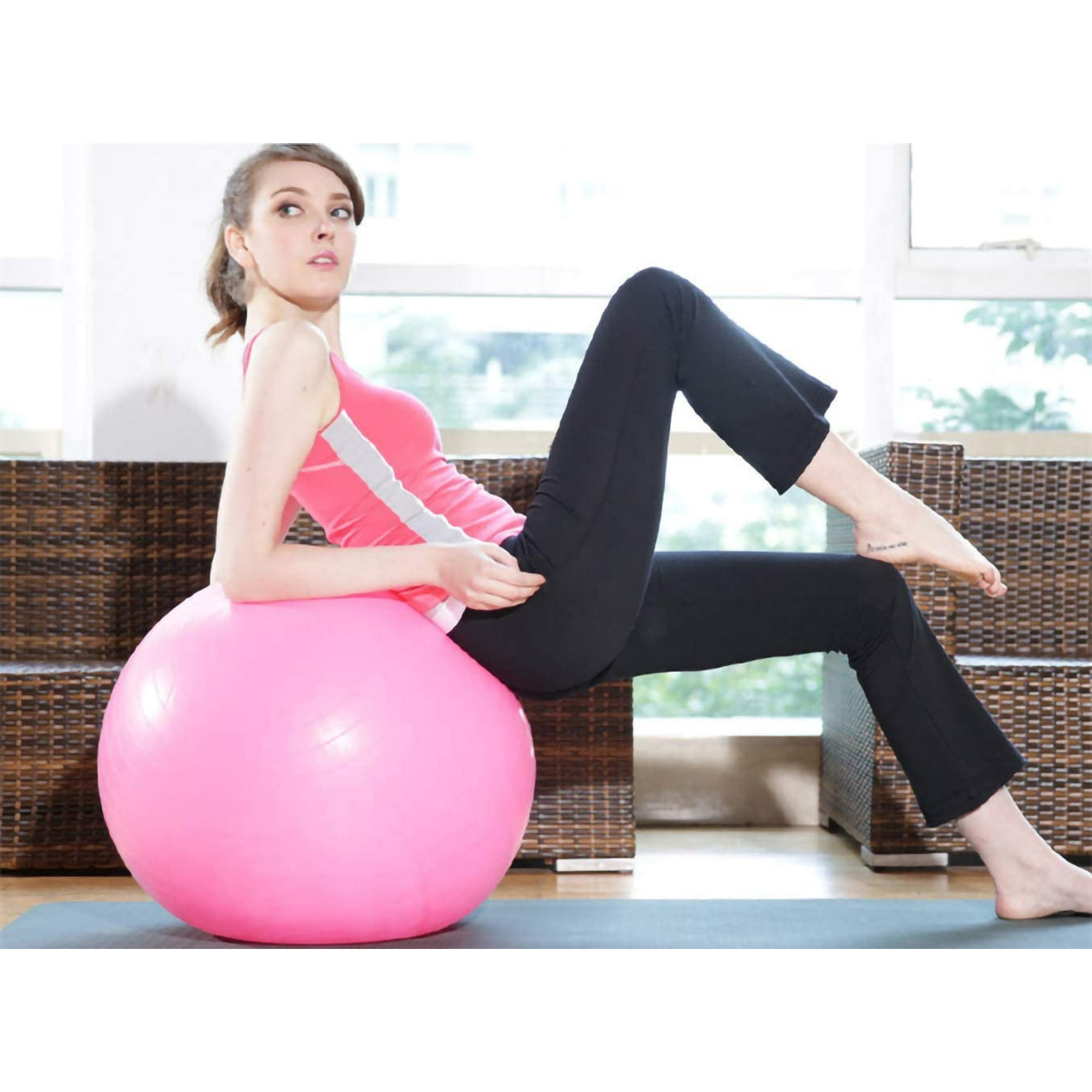Exercise Ball 55 75cm with Quick Foot Pump Professional Grade Anti Burst Slip Resistant Stability Balance for Yoga Workout XL 68 75cm Purple Walmart