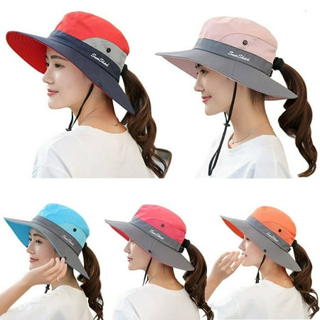 Cotton Visor - The Noble Collection Women Ladies Hat Sun Wide Brim Cap Beach Summer Visor Uv Cotton Cover Protection