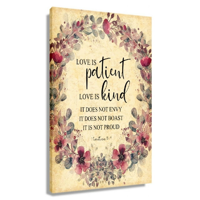 Floral Wall Art 1 Corinthians 13 4 Bible Verse Poster Prints Wall Decor ...