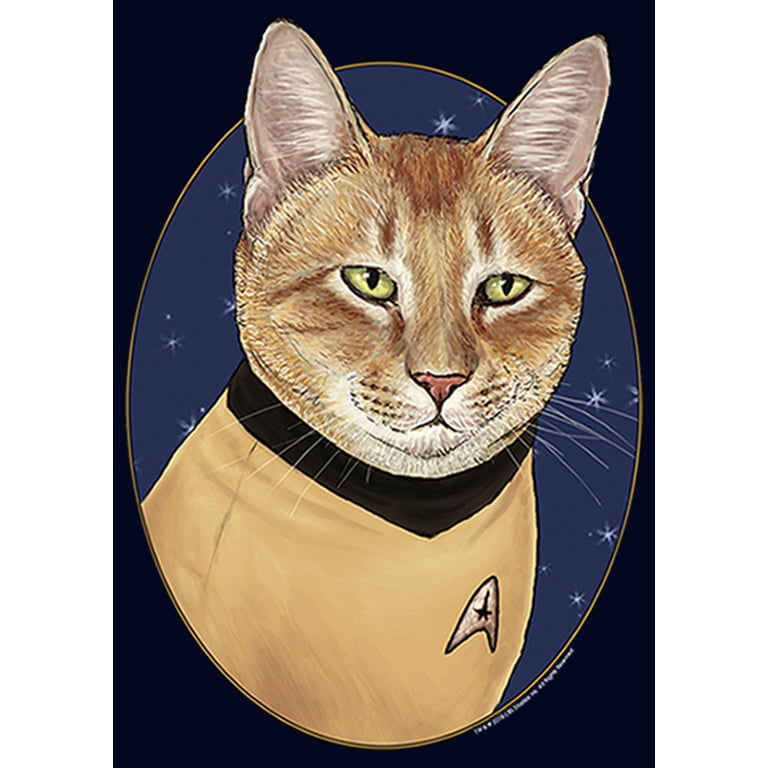 Men's Star Trek Captain Kirk Cat Graphic Tee Navy Blue X Large