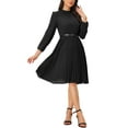 thumbnail image 4 of INSPIRE CHIC Women's Work Shirt Dress Long Sleeve Pleated Midi Dresses, 4 of 5