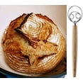thumbnail image 3 of Batidor de masa danés Acero inoxidable Estilo holandés Pan Masa Mezclador de mano Mango de madera Cocina Herramientas para hornear Licuadora artesanal, Batidor de masa, Batidor de masa Namotu WRLF-190, 3 of 5