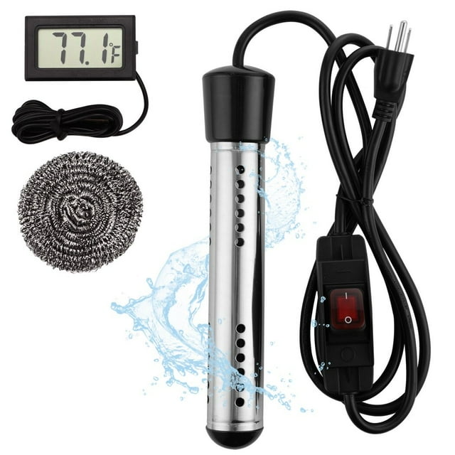 Calentador de Agua de Inmersión Timcorr 1500W Calentador de Agua Portátil Acero Inoxidable Termómetro Digital