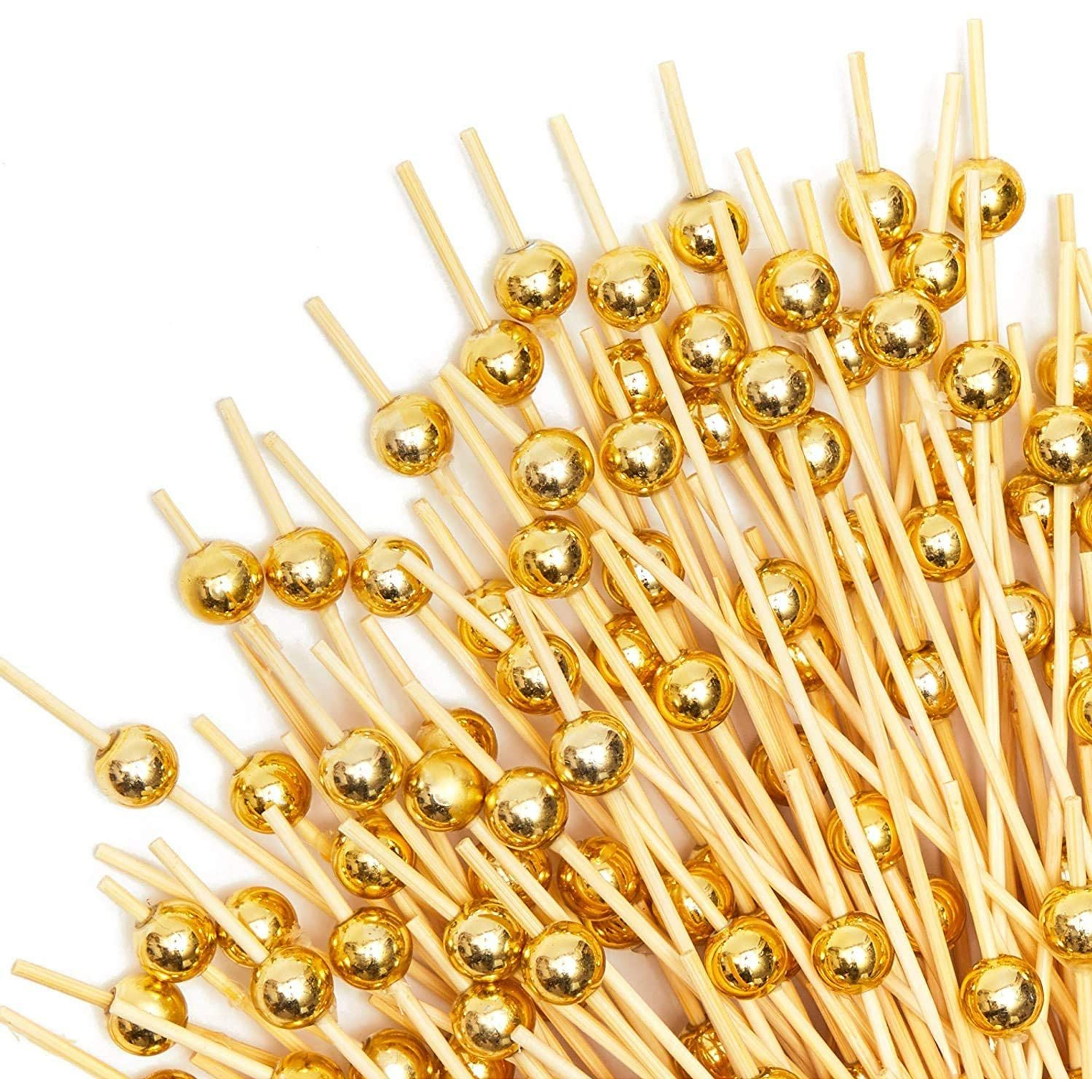 Gold Pearl Cocktail Picks, Bamboo Appetizer Toothpicks (4.7 Inches, 150 Pack) - image 3 of 7
