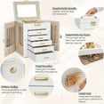 thumbnail image 5 of 6-Tier Jewelry Box Lockable Leather Jewelry Storage Case with 5 Drawers for Women Girls Ring Necklace Earring Bracelet Holder Organizer with Mirror, 5 of 15