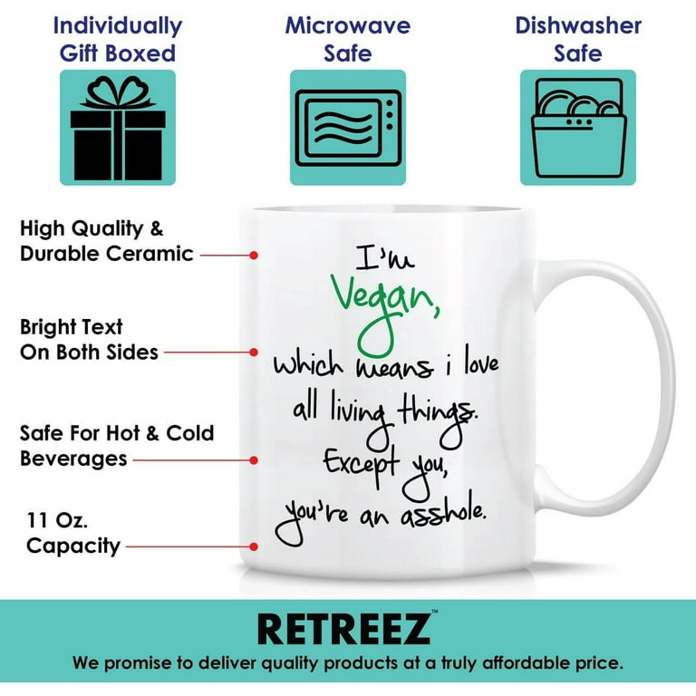 Taza De Café Divertida "Soy Vegano" - Frase Graciosa, 11 Oz (330ml), Cerámica Blanca, Regalo Original