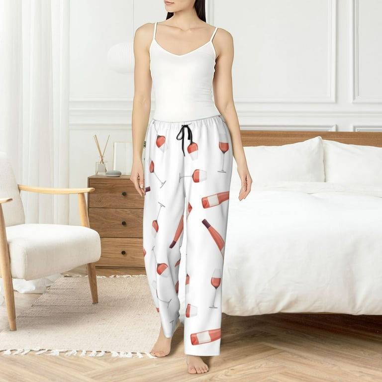 Simple Wine Glasses Wine Bottle Women s Pajama Bottoms Long Comfy Womens Pajama Pants With Pocket Soft Pj Pants Lounge Pants Women Sleepwear Walmart