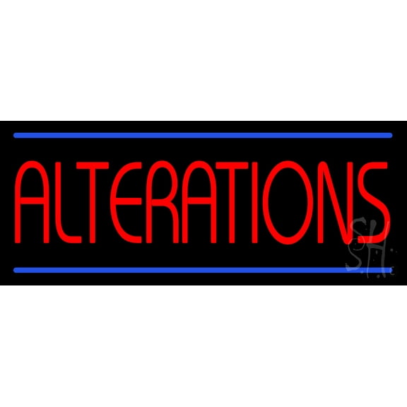Red Alterations Blue Lines LED Neon Sign 10" Tall x 24" Wide - inches, Black Square Cut Acrylic Backing, with Dimmer - Bright and Premium built indoor LED Neon Sign for Storefront.