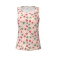 thumbnail image 4 of Xecao Strawberry And Flowers print women's scoop neck, loose-fit workout tank tops for the gym., 4 of 9