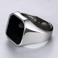 thumbnail image 3 of Men's Engagement Band Black Agate Stainless Steel Wedding Ring Jewelry Size 7-12, 3 of 7