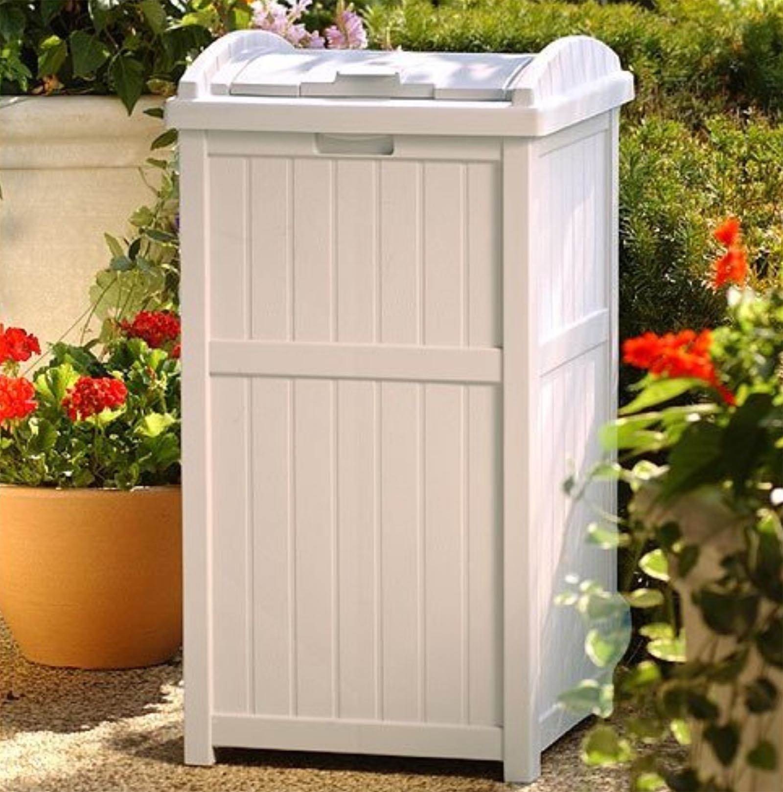 Suncast Trash Hideaway 33 Gallon Capacity Resin Outdoor Garbage Container, Taupe - image 2 of 5