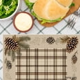 thumbnail image 3 of Amarainy Pine Cone Plaid Design Linen Table Mats Set of 4 for Home Kitchen Table Decor 12x18 inch, 3 of 5